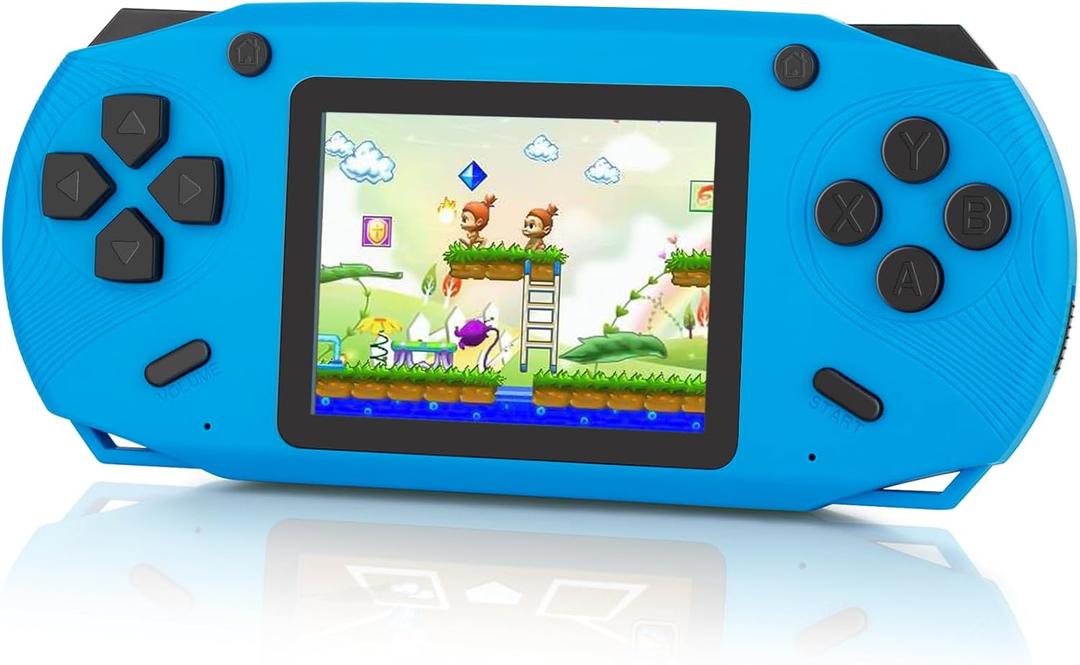 16 Bit Handheld Game for Kids, 3.0'' Large Screen Retro Gaming Player, Preloaded 200 HD Retro Kids Games with 2 Cartridges for Birthday Gift, Video Games for Boys & Girls Aged 4-12 (Blue)