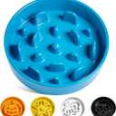 LE TAUCI Dog Bowls Slow Feeder Ceramic, 1.5 Cup Slow Feeding Bowl for Small and Medium Breed, Puzzle Dog Food Bowl for Fast Eater, Vortex Blue