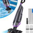 Cordless Handheld Pool Vacuum Cleaner with 4 Filter Bags, Suitable for Ultra-fine Impurity Filtration|Dual Brush Heads+Aluminum Poles|20.5 GPM Suction-Powerful Spa Vacuum for Hot Tub-Purple