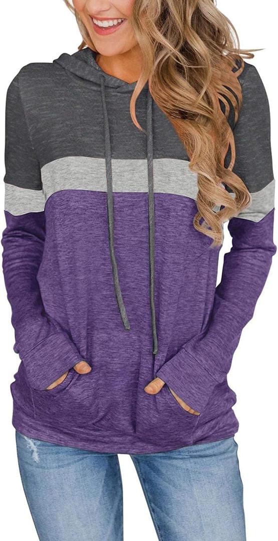 MixShe Womens 2025 Fall Long Sleeve Hoodie Pullover Sweatshirt Lightweight Casual Tops Blouse (Medium, Graypurple)