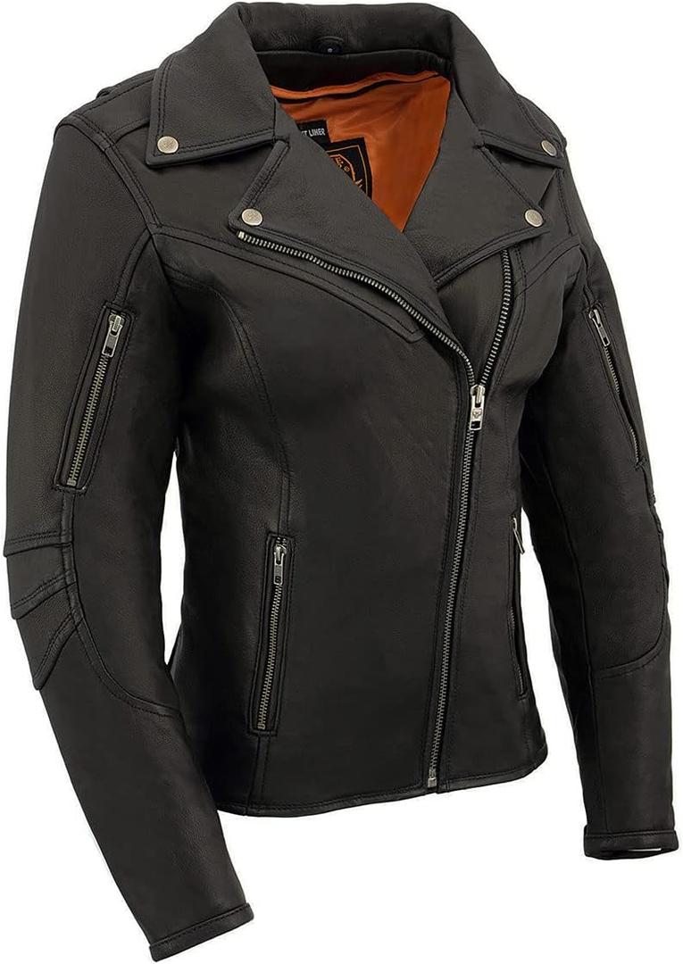 Milwaukee Leather MLL2581 Women's Black 'Classic' Leather Lightweight Long Length Vented Jacket (Large)