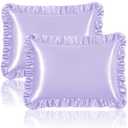 Homiest Ruffle Satin Pillowcase for Hair and Skin, Standard Satin Pillow Covers Silky Pillow Cases Set of 2, Satin Ruffled Pillowcase with Envelope Closure, Anti Wrinkle Pillow Shams (Lavender)