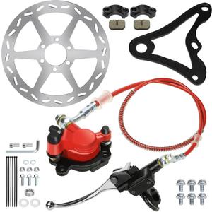 Mini Bike Hydraulic Brake Kit with Rear Brake Caliper Mounting Bracket Replacement for Monster Mega Moto 80cc 105cc MMB80 Minibike GMB100 Coleman RB100 RT100 Parts 180mm Disc Brake Rotor