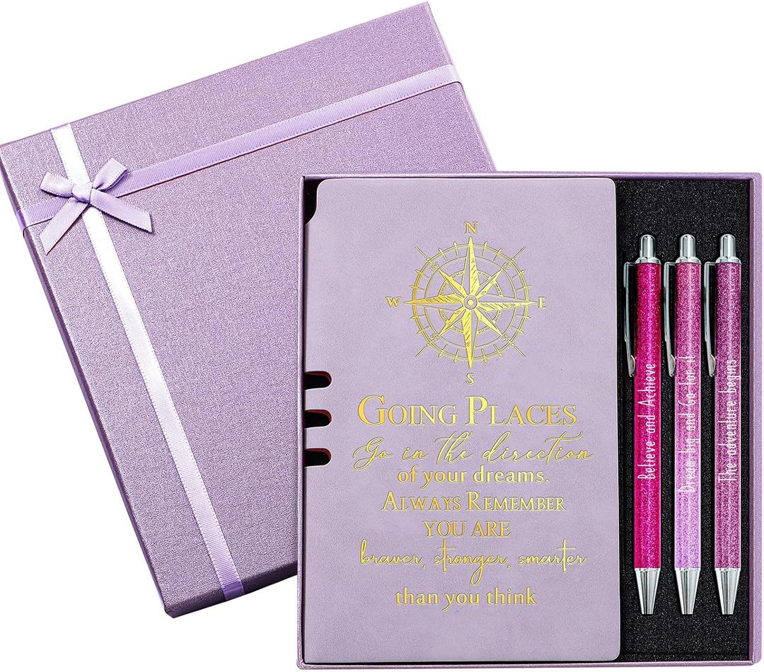 Resurhang 5 Pcs Class of 2026 Graduation Gift Set Inspirational Gifts for Graduation College Motivational Leather Journal Ballpoint Pen with Box for Senior Middle(Purple)