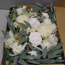 Faux Arch Flower Swag Set of 2 for Wedding Welcome Signs Floral Swag Wedding Reception Ceremony Signs Decor (White)