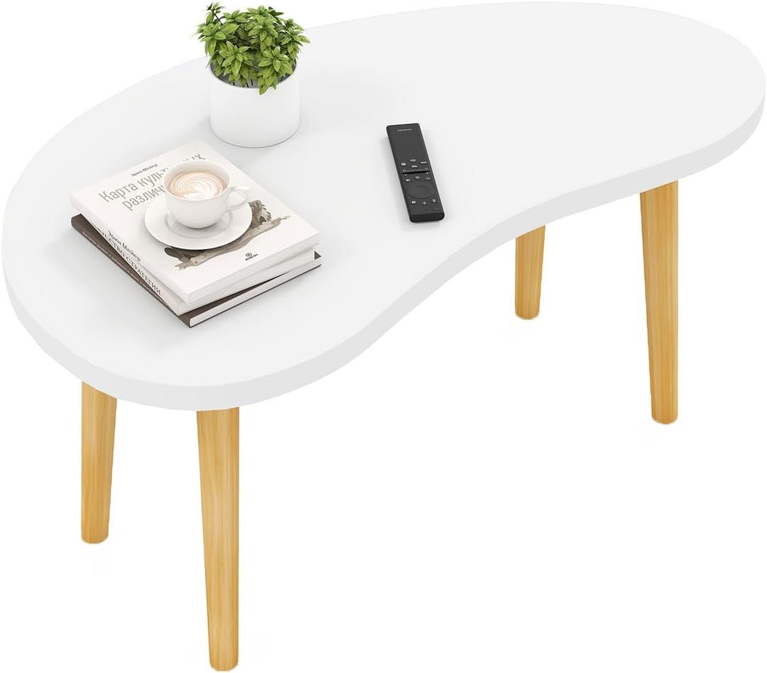 Mango Coffee Table for Living Room, White, 19.7" D x 31.5" W x 16" H
