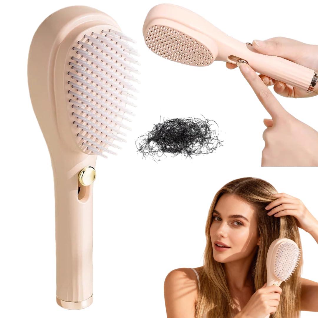 Self Cleaning Hair brush Retractable Hair Brush For women, Airbag Massage Combs for Thick Hair Long Hair, Larger Paddle Detangles Thick/Curly Hairs