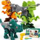 TOY Life 3-Pack Take Apart Dinosaur Toys for 3, 4, 5, 6, 7 Year Old Boys, Kid Dinosaur Toy with Electric Drill Tool Set, STEM Building Construction Toys, Educational Birthday Gifts for Toddlers