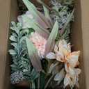 Fake Flowers in Vase, Artificial Flowers with Vase, 15.7'' Floral Arrangements for Dining Table Centerpiece Decor, Silk Roses & Faux Dahlia Bouquet for Farmfouse Kitchen Coffee Table Decor (Champagne)