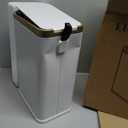 KUK Small Bathroom Trash Can with Lid Soft Close, Step Pedal, 2.6 Gal Stainless Steel Garbage Can with Removable Inner Bucket, Anti-Fingerprint Wastebasket for Office, Bedroom, Toilet (White)