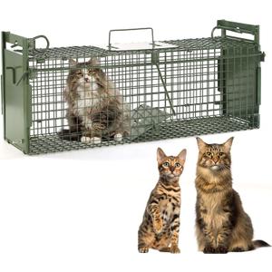 40" 2-Door Large Live Animal Traps for Stray Cats up to 17.6 pounds, Raccoons, Squirrel, Skunk, Mole, Groundhog, Armadillo, Rabbit, with Pedal Triggers
