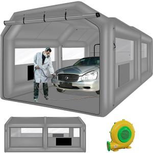 QILEBA Inflatable Painting Spray Booth 20x13.5x9ft with Blower 1100W, Portable Blow Up Car Paint Booth with Air Filter System for Car Parking Tent Workstation