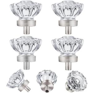 4 Pack Brushed Nickel Crystal Cabinet Knobs and Pulls,Vintage Glass Knobs for Dresser Drawer,Bathroom and Kitchen