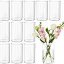 12Pcs Glass Cylinder vases for Centerpieces, 6 Inches Tall Flower Vases Wedding Decorations,Bulk Cylinder Flower& Plant Vases,Hurricane Candle Holder for Table Shelf, Party.