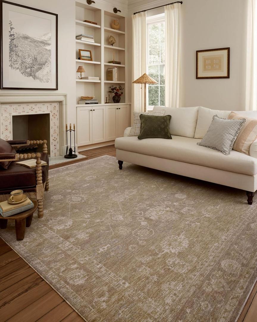 Loloi Chris Loves Julia Louisa Collection LOI-04 Taupe/Gold 9'-6" x 13'-1", .38" Pile Height, Area Rug