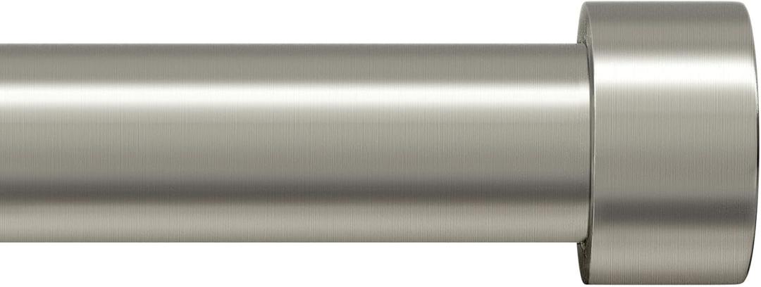 Zeerobee Curtain Rods for Windows 32 to 72, Brushed Nickel Curtain Rod, Adjustable 1 Inch Heavy Duty Outdoor/Indoor Modern Drapery Pole, 32"-72"