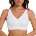 Sheroine Women's Cotton Wirefree Plus Size Unlined Bra Full Coverage Non-Padded Ultrathin Comfort Everyday Soft Bras (50D, White)