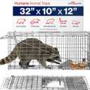 32" Humane Live Animal Trap Collapsible Heavy Duty Cage for Raccoon, Possum, Cat Trap for Stray Cats, Armadillo, Groundhog, Skunk, Squirrel & Rabbit Professional Catch & Release by LifeSupplyUSA (32 x 10 x 12 (Collapsible))