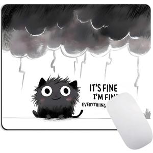 It's Fine I'm Fine Fun Design Mouse Pads for Desk,Square Mouse Mat, Waterproof Non Slip Rubber Base Mouse Pad for Office Laptop Computers, Premium Mousepad Washable Cloth, 10x8.2x0.12 inch