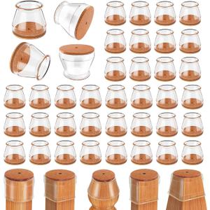 Ansible 36 Pack Chair Leg Floor Protectors for Hardwood Floors, Silicone Felt Covers Pads Caps, Protect Wood Furniture Feet Floors Noise Reduce and Scratch (Universal Large & Clear)