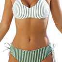CUPSHE Women's Bikini Swimsuit Striped Reversible Bottom Lace Up Two Piece Bathing Suit, XS