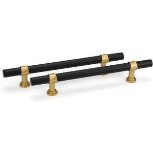 Goldenwarm 10 Pack Black and Gold Cabinet Pulls 6-1/4 Inch Kitchen Cabinet Handles Black Drawer Pulls for Dresser Bathroom Modern Hardware,Zinc Alloy Base