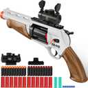 Toy Guns for Boys,Enhanced Revolver Foam Blaster, Shotgun Children Outdoor CS Soft Bullet Toy Rifle, Birthday Xmas Gift for Kids Age 8+(Brown)