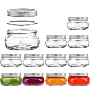 Tebery 12 Pack Home Glass Mason Jars with Silver Metal Lids and Bands, 8-Ounce Wide Mouth Glass Canning Jars for for Canning, Preserving, Meal Prep, Overnight Oats, Jam, Jelly