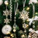 Festives Accessories Acrylics Snowflakes and Ice Cone Pendant Stylish Christmas Tree Sparkling Embellishment (12, Transparency)