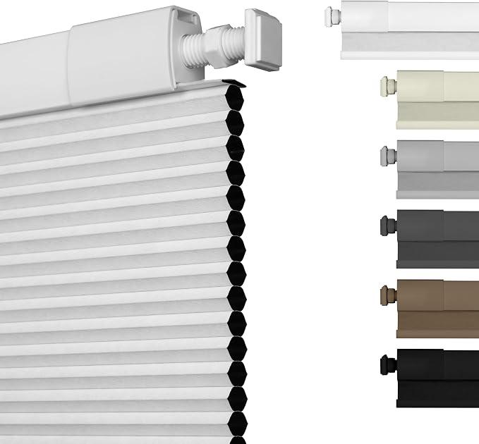 HOTSOON No Drill Blackout Cellular Shades,White,34" W x 78" H