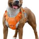 BARKBAY No Pull Dog Harness Large Reflective Dog Harness with Front Clip and Easy Control Handle for Walking Training Running with ID tag Pocket (Orange,Large)