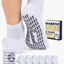 Pembrook 6 Pairs Diabetic Ankle Socks for Men & Women with Grips - 12 Colors Neuropathy Socks for Men | Non Slip | Edema L