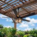 52" Weatherproof Outdoor Ceiling Fan with 4 E12 Base, Plug-in Caged Patio Fan, 6-Speed Remote & App Control, Reversible DC Motor, Matte Black