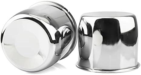 Rheedal 2Pcs 4.25inch Trailer Wheel Center Caps Push Thru 4.25" Bore 3.66" Tall for Truck SUV RV Wheel Rim, Chrome Silver Wheel Cover