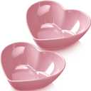 Layhit 2 Pcs Heart Shaped Bowl Salad Heart Appetizer Bowls Plastic Snacks Holder for Valentine Wedding Fruits Candy Dessert Kitchen Cooking Gift(Pink,8.94 Inch)