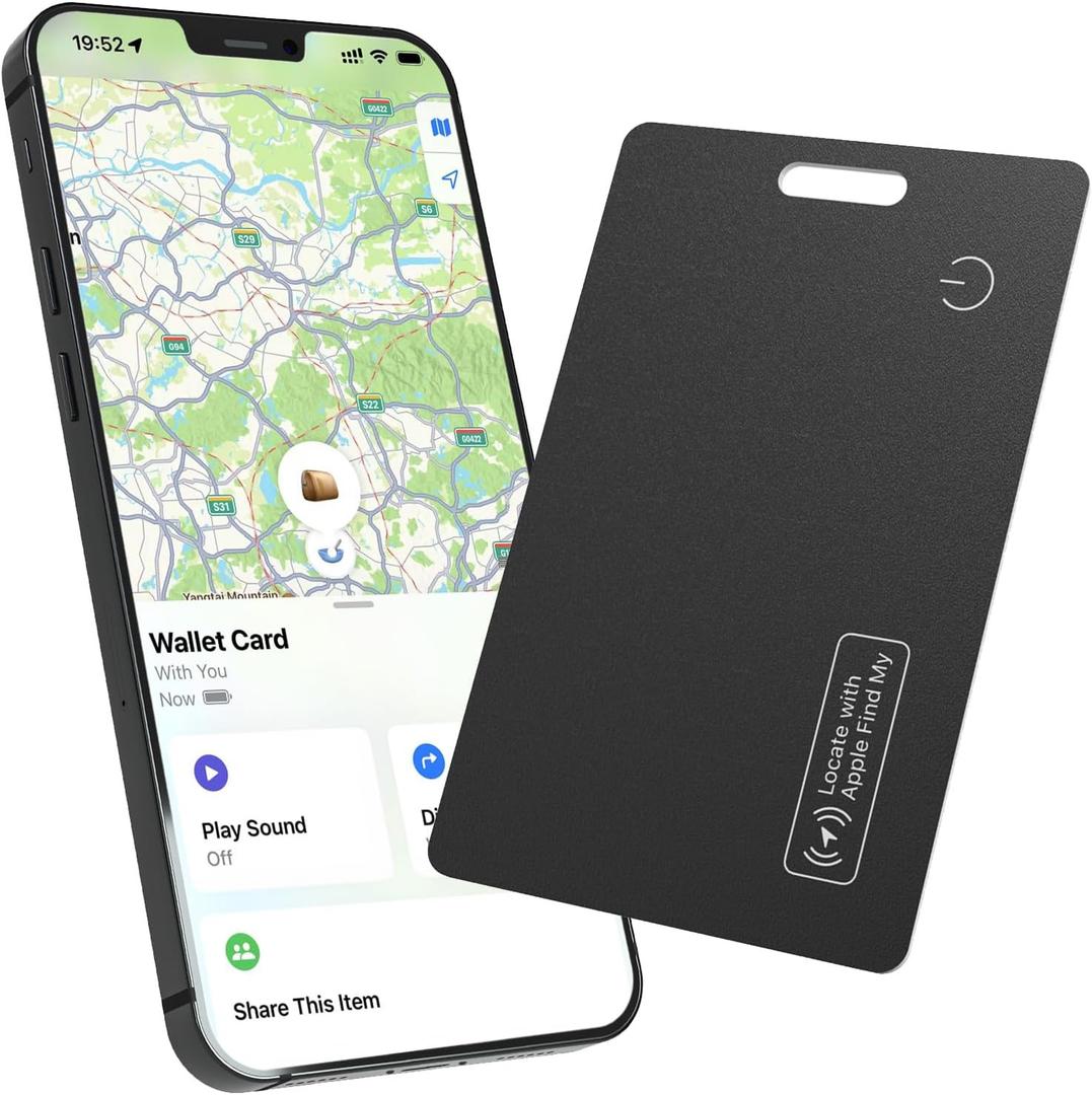 Wallet Finder Tracker Card, Wireless Charging Wallet Tracker, Works with Apple Find My (iOS Only), Find My Wallet, Luggage, car, Backpack and More, IP68 Waterproof