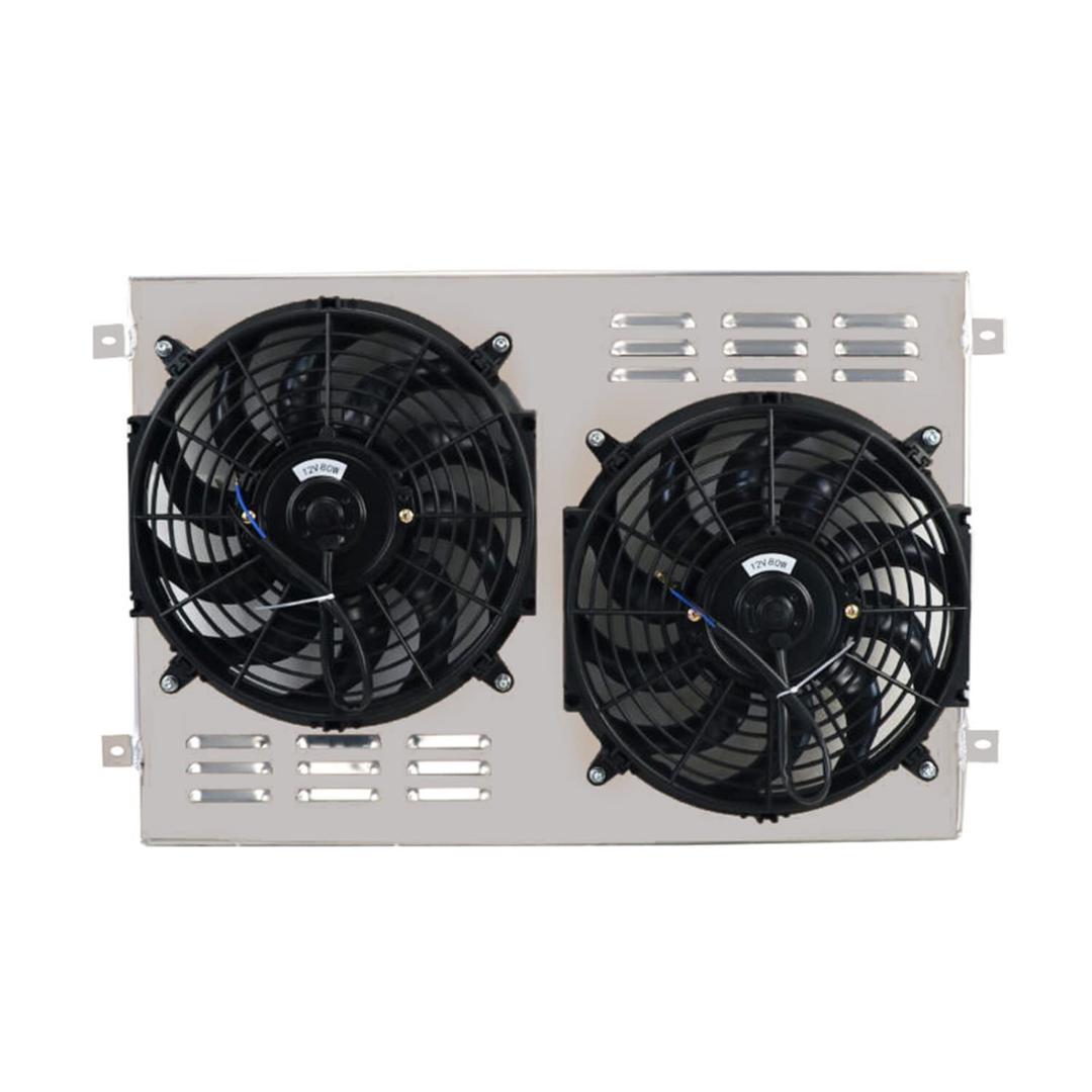 Performance Aluminium Radiator Shroud + 2 x 12 Inch Fans Compatible with 1973 1974 Dodge Challenger Charger 3.7L L6 5.2L 5.6L 5.9L 6.6L 7.9L V8 & 1974 Plymouth Satellite L6 V8