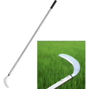 Weeding Sickle, Serrated & Plain-Edged Combined Steel Scythe 51-Inch Adjustable Long Handle, Lightweight Long-Handled Garden Sickle Tool for Gardens, Yards, Fields & Overgrown Areas
