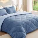 JOLLYVOGUE King Size Comforter Set, Ultra Soft Reversible Bedding for All Seasons, 3 Pieces Down Alternative Bed Set Includes 1 Lightweight Comforter and 2 Pillow Shams, Blue/Light Blue