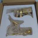 Decorative Bookends Set, Ceramic Book Ends for Shelves, Home Office Aesthetic Book Stopper, Reading Book Holder Statues for Bookshelf Bedroom Living Room Decor (Gold)