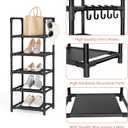 LANTEFUL Narrow Shoe Rack 5 Tier Shoe Shelf Storage for 5-10 Pairs Shoe and Boot, Sturdy Shoe Storage Space Saving Corner Shoe Rack Organizer for Closet, Entryway, Living Room, Black