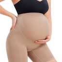 LANCS Seamless Maternity Shapewear High Waist Maternity Shorts Pregnancy Underwear Over Bump Belly Support (Small, Beige)