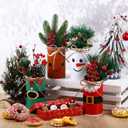 LemonRoad 4 Pcs Christmas Metal Vase for Table Centerpieces Farmhouse Vases Decor with Twine Bow Galvanized Metal Vases Artificial Flower Buckets for Christmas Home Party Decorations, 4.33 Inch