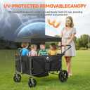 4 Seater Foldable Wagon Stroller & Cargo,with 5-Point Harnesses,Adjustable Push/Pull Handle, Removable Sun Canopy, One-Step Locking Design, Suitable for Family Travel, 4 Children Ride, Gift
