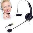 TelPal Corded Noise Cancelling Monaural Headset with USB Headset Adapter as Office PC Headset for Computer/PC/Laptop Use Only