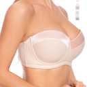 Dvpol Strapless Bra 38D Bras for Women Push up Clear Straps (Beige), 38D