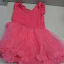 Zaclotre Ballet Leotards for Girls Ruffle Sleeve Criss-Cross Back Dance Leotard Toddler Tutu Dance Dresses Ballerina Costume (Size: 6-7 Years, Pink)