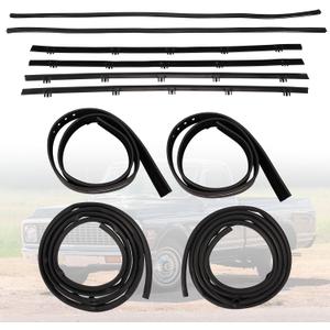 10-Piece Door & Window Weatherstrip Seal Compatible with 1967-1972 Chevrolet C10 Pickup/GMC Jimmy/Suburban Driver and Passenger Side, OE Replacement for Vent Window Models w/o Chrome Bead