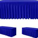HolidayIdeas Royal Blue 8ft Rectangle Spandex Tablecloth 2 Pack Fitted Stretch Table Skirts 30x96 Inch, Ruffle Design Wrinkle-Free Polyester Table Cover for Banquets,Trade Shows, Parties, Events
