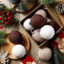 Syhood 9Pcs 9 Pcs 2.36 Inch Christmas Ball Ornaments Boho Farmhouse Jute Rope Hanging Balls Burlap Neutral Rustic Ornaments for Xmas Tree Holiday Wreath Garland Wedding Home(White,Beige,Dark Brown)